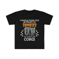 Gurajte vas ispred zombija za spremanje vlakaka Corgi unise majicu S-3XL