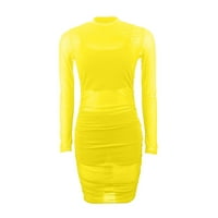 Žene vide kako se preko bodycon haljine rugaju izrez ruched seksi casual tanki opremljeni mini haljine