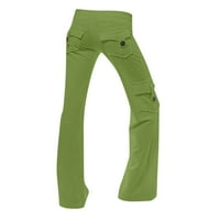 Ljetne pantalone na žensku pantalone plus veličina za čišćenje žena vježbanje gamaše Stretch tipka za struk Pocket Yoga teretana Loose hlače zelene s