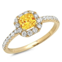 1.23ct princeza rezan žuti prirodni citir 18k žuti zlatni godišnjica Angažovanje halo prstena veličine