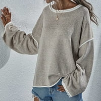 Vrijeme i Tru Jesen, Zimski kardigan džemperi za žene, plus, prevelizirani, topli, bež, ženska modna čvrsto labava okrugla vrata dugih rukava