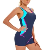 DahAx ženski jedno kupaći kostim sportski kupaći kostimi Konzervativni boja blokira seksi bez leđa kupaći kupaći kostim boho plivanje set nebesko plavo 3xl
