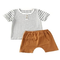 Dojenčad novorođene bebe Striped pamučna majica s čvrstim kratkim hlačama Boy djevojka ljetna proljetna