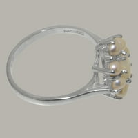 Britanci napravio 14k bijeli zlatni realni originalni i kultivirani Pearl Womens Ring - Veličina Opcije