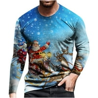 Košulje za muškarce Veliki i visoki muškarci Ležerni božićni luk-čvor 3D digitalni tiskani pulover CREW Crt dugih rukava majica plus veličine za muškarce Muške majice V muške majice