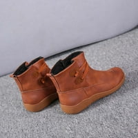 Ženske ležerne ravne retro čipke čizme bočne patentne patentne cipele s cipelama s smeđom