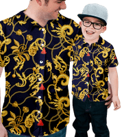 Luksuzni ispisani disko majica Fraigo Muške i dječake, gumb s kratkim rukavima niz majicu, veličina -8xl