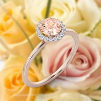 Vilinski minimalistički prsten za ručni rez i dijamantni movali zaručni prsten, klasični halo vjenčani prsten u sterlingu srebra sa poklonom ruža sa 18k ružom za nju, obećavaju prsten