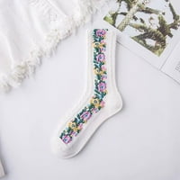 Yinguo ženske čarape za ženske jacquard gove žene za održavanje toplog čarapa lagane pamučne čarape cvjetne čarape