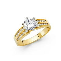 Jewels 14k žuti zlatni okrugli kubični cirkonijski CZ zaručničke prstene veličine 7