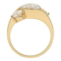 3. CT okrugli rez originalni kultivirani dijamant SI1-si G-H 14K Žuto zlato Trobono obećaj vjenčanja Engagement Dizajnerski prsten W Crystal bočna kamenje veličine 9