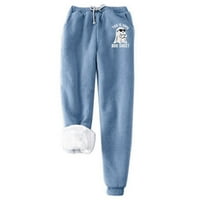 Pantalone za žene hlače, ležerne radne radne pantalone ispisuju tajice elastični džepovi za crtanje debele hlače plavo l