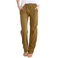 Ketyyh-Chn ženske hlače Ženske ljetne casual hlače Labavi fit stil pantalone sa džepom Khaki, 4xL