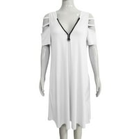 Vedolay Spring Haljine za žene Žene Ležerne prilike Cvjetni print Visoko struk Maxi haljina, Bijela