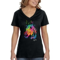 Xtrafly Odjeća ženski neonski mustang divlji plemento majica V-izrez