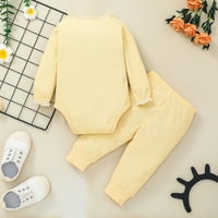 Set za bebe set čvrste čipke Splice rebraste ramper + pantalone odijelo za dijete