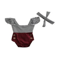 Nituyy Baby Girl Striped Patchwork Romper Flying Letth Outfit