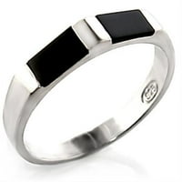 LUXE nakit dizajnira ženski srebrni prsten od sirlinga sa polu dragim crnim mlazom ony kamenja - veličine 8