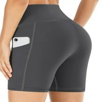 Atletske kratke hlače visoke struke za žensku jogu fitness trke s dubokim džepovima