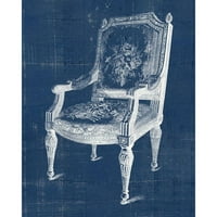 Vision Studio Crni moderni uokvireni muzej Art Print pod nazivom - Antikna stolica nacrt IV