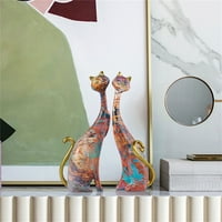 Sažetak Kreativno životinje Kip, par mačke umjetnička skulptura, smola za obnarenje figurice za prijatelje,