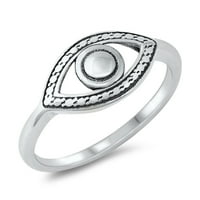 Oksidirani prsten za oči u stilu u stilu. Sterling Silver Band nakit ženski muški unise veličine 7