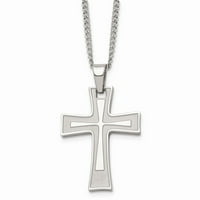 Čelik od nehrđajućeg čelika i polirani križ 24in ogrlica; ; za odrasle i tinejdžere; Za žene i muškarce