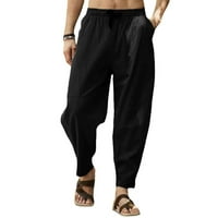 Wozhidaoke muške hlače Muškarci i ljetni pant Ležerne prilike Casual All Solid Color Pamuk Labavi pantalona modna plaža Pant Black XL