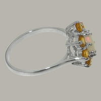 Britanci izrađeni 18k bijeli zlatni prirodni Opal i citrinski ženski godišnjica - Opcije veličine -