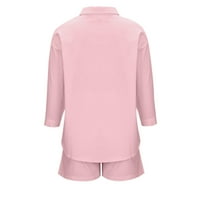 Bluze za žene srušeno casual proljeće i ljeto dvodijelno blokiranje u boji jednobojne jednorumske kratke