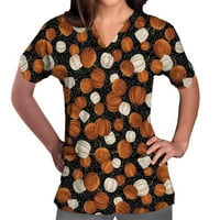 Ženski vrhovi i bluze Žene kratkih rukava V-izrez na vrhu Uniform tiskanih džepova Bluza Nugting Ležerne prilike, vrhovi i bluze sa džepovima, Multicolor, XL