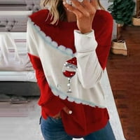 Božićni modni ženski casual dugih rukava O-izrez za patchwork Ladies Tops bluza hot8sl4487023