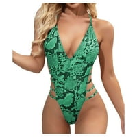 Lopecy-Sta dame modni serpentinski remen za print kaiš izdubljeni seksi ukras Ženski jednodijelni kupaći kostimi Žene bavi se seksi kupaćim kostimima za žene zelene boje