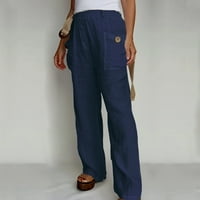 Riforla ženske hlače ženske pamučne posteljine modne duge pantne elastične strugove casual pantalone