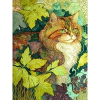 Đumbir CAT skriva se u grmlju modernu šarenu ilustraciju Veliki zidni umjetnički poster Ispiši papir