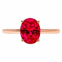 2.5ct ovalni rez crveni simulirani rubin 14k ružičasto zlato Angažovanje prstena veličine 7,25
