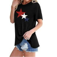 Farstey Dnevne majice za žene Tunika Ležerne prilike kratkih rukava Crewneck Thirts Trendy Star Graphic Patriotska bluza