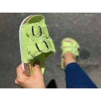Daefulne ženske cipele bez leđih slajdova otvoreni papuče za nožne prste ljetne prozračne kopče za ne klizanje stana zelena 7