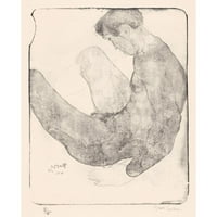 Reijer Stolk Crna Ornate Wood Framed Double Matted Museum Art Print Naslijed: goli muškarac sa podignutim koljenima