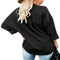 Glookwis dame dugih rukava s majicama s jednim grudima košulja casual obične jakne pune boje gumb dolje bluze crne s