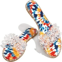 Ženski ravni sandale za otvorene nožne sandale Slitter klizne na cipelama prozirna svjetlišta za rinestone