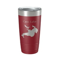 Cass Lake Map Tumbler Travel Chling izolirani laserski urezani kup kafe Michigan oz Narančasta