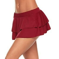 Ženska nagnuta mini suknja Seksi čipka od ruffle Solid suknja kratke suknje