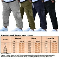 GLONME MENS Zimske koluboy hlače elastični struk dno kafetarne tanko opremljene pantalone sa džepovima crna 2xl