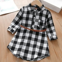 Haljine za djevojčice Toddler Plaid Pleased Mini haljina spuštena dolje Plaćene majice Flannel Ležerne