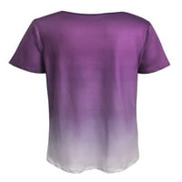 Eleluny Women V izrez Gradient Majica kratki rukav Labava casual tee bluza ljubičasta 2xl