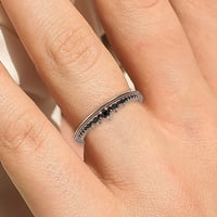 0,25ct Crown Black Diamond Moissite 18K ružičasto zlato preko srebrnog prstena za vjenčanje