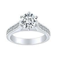 Carat Okrugli oblik bijeli prirodni dijamantski zaručni prsten za angažman u 14K čvrstog bijelog zlatnog zvona veličine-8,5