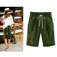 Plus kapri hlače za žene ljeto skrovito-lanene posteljine maseliraju cvjetne pantalone hlače s kratkim