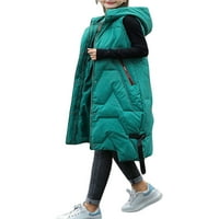 Huakaishijie ženski s kapuljačom dugim prsluk puni zip puffer prsluk zimski topli kaputi